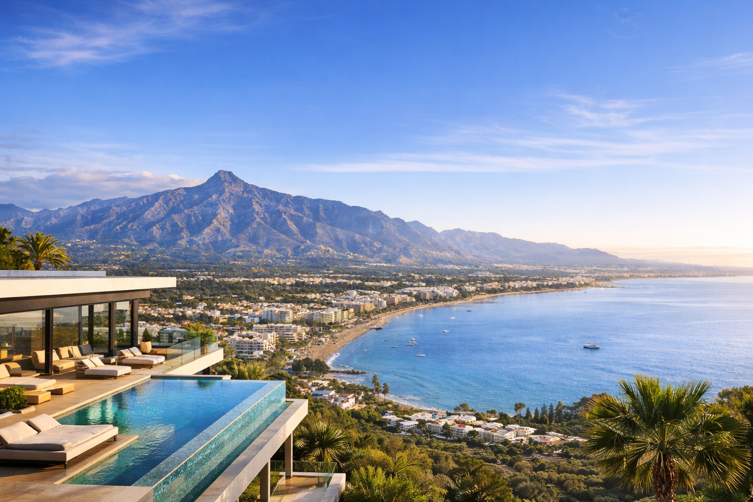 Marbella coastline and luxury villa views